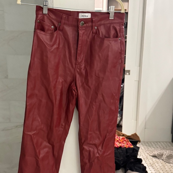 Pistola Cassie Red Vegan leather pants - Picture 1 of 5